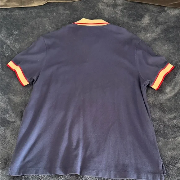 Men’s Gucci Navy Blue Polo Shirt with Red and WhiteDetails